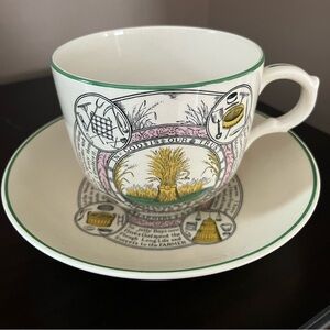 ADAMS ENGLAND Farmers Arms OVERSIZED TEA CUP AND BOWL English Ironstone.